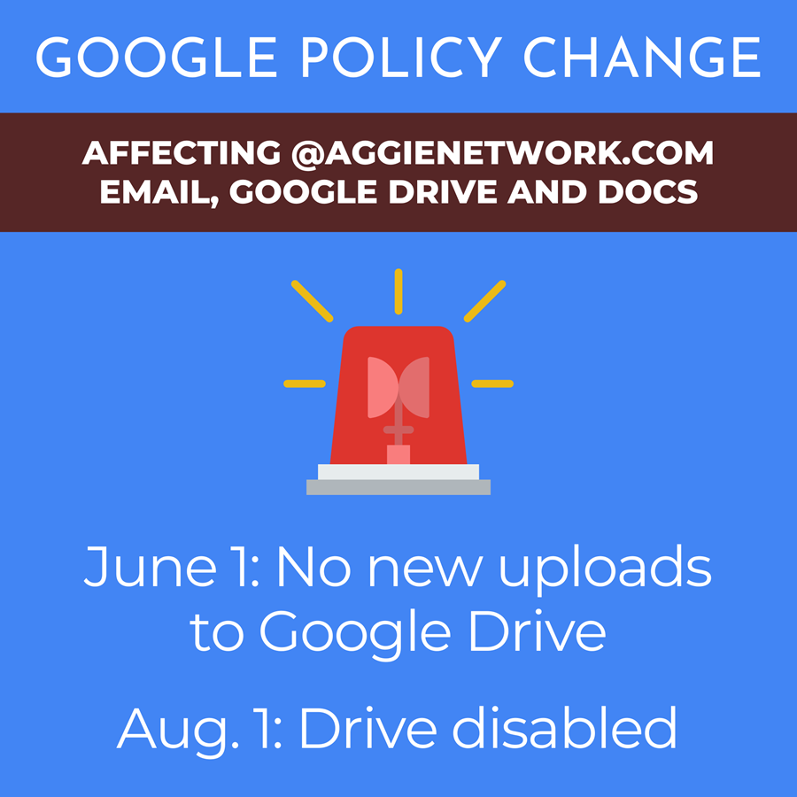 Google Storage Caps Begin June 1 for @AggieNetwork.com Accounts