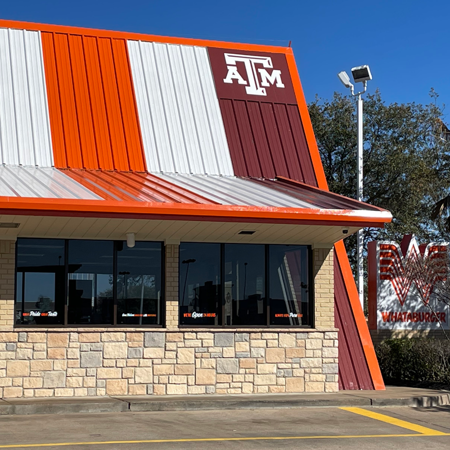 Maroon stripe on Aggieland Whataburger was first in country