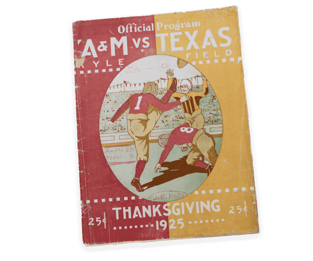 1925 football program courtesy of Texas A&M Cushing Memorial Library & Archives