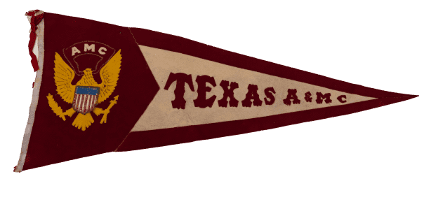 1928 pennant courtesy of Texas A&M Cushing Memorial Library & Archives/Photo by Melanie McBride ’23